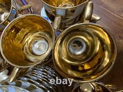 11 Demitasse Espresso Mocha CUPS & SAUCERS Gold SWIRLS RW Karlsbader MCM