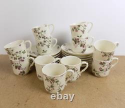 11 Haviland & Co Limoges Demitasse Cups & Saucers Green Birds Leaves Red Berries