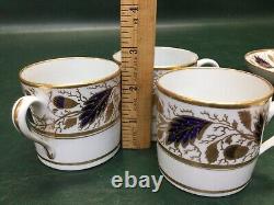 11 Pcs Antique Coalport Demitasse & Saucers, 5 Cups Handpainted Gold & Cobalt