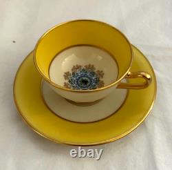 11 Sets Of Antique Lennox USA Bone China Demitasse Yellow Teacups + Saucers