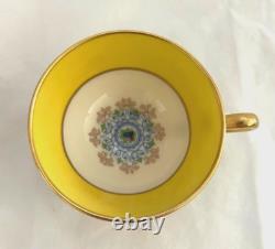 11 Sets Of Antique Lennox USA Bone China Demitasse Yellow Teacups + Saucers