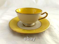 11 Sets Of Antique Lennox USA Bone China Demitasse Yellow Teacups + Saucers