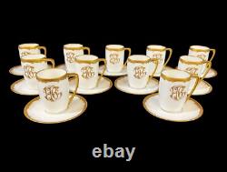 11pc Pickard China Demitasse Cups Saucers hand painted gilt trim raised beads