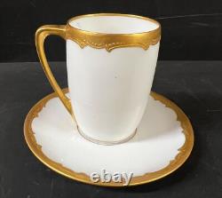 11pc Pickard China Demitasse Cups Saucers hand painted gilt trim raised beads