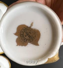 11pc Pickard China Demitasse Cups Saucers hand painted gilt trim raised beads