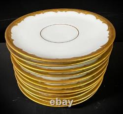 11pc Pickard China Demitasse Cups Saucers hand painted gilt trim raised beads