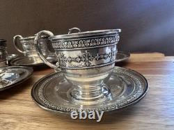 12 Antique Wedgwood Sterling Silver Demitasse Cup Liners & Saucers 367 Grams