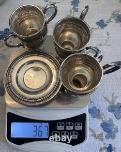 12 Antique Wedgwood Sterling Silver Demitasse Cup Liners & Saucers 367 Grams