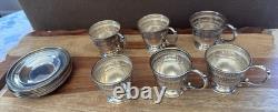 12 Antique Wedgwood Sterling Silver Demitasse Cup Liners & Saucers 367 Grams