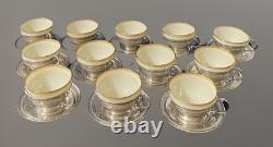 (12) Lenox Demitasse Cups with M. Fred Hirsch Sterling Silver Liners & Saucers