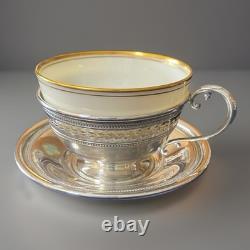 (12) Lenox Demitasse Cups with M. Fred Hirsch Sterling Silver Liners & Saucers