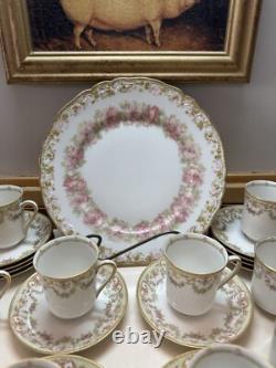 12 Limoges Ls&s France Rose Floral Demitasse Teacup & Saucer Sets & Plate
