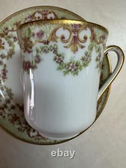12 Limoges Ls&s France Rose Floral Demitasse Teacup & Saucer Sets & Plate