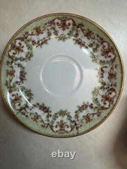 12 Limoges Ls&s France Rose Floral Demitasse Teacup & Saucer Sets & Plate