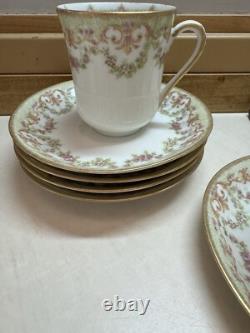 12 Limoges Ls&s France Rose Floral Demitasse Teacup & Saucer Sets & Plate