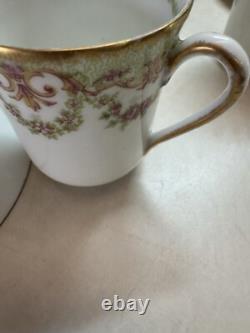 12 Limoges Ls&s France Rose Floral Demitasse Teacup & Saucer Sets & Plate