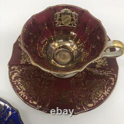 12 PC Set Alka Bavaria Germany Demitasse 22K Gold Footed Cups & Saucers VGC