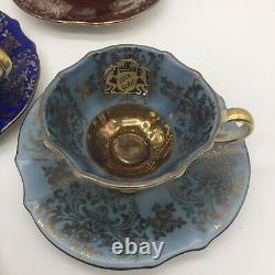 12 PC Set Alka Bavaria Germany Demitasse 22K Gold Footed Cups & Saucers VGC