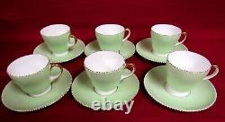 12 Pc Wedgwood April Beaded Lime Green Demitasse Cups & Saucers