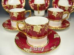 12 Pieces Royal Crown Derby Vine Demitasse Cups & Saucers