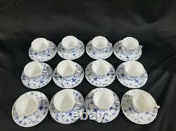 12 Royal Copenhagen BLUE FLUTED Plain Demitasse Cups & Saucers #1/298