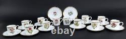 12 Royal Worcester Williamson Flower Botanical Demitasse Cups and Saucers