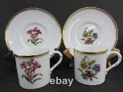 12 Royal Worcester Williamson Flower Botanical Demitasse Cups and Saucers