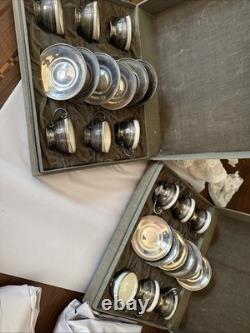 12 Sets Gorham sterling silver & Lenox porcelain demitasse cups & saucers EVC