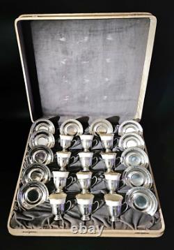 12 Sets Lenox Demitasse 2oz Cups and Saucers Whiting Sterling Silver in Case