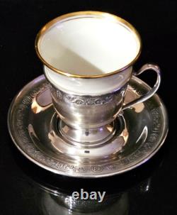12 Sets Lenox Demitasse 2oz Cups and Saucers Whiting Sterling Silver in Case