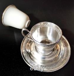 12 Sets Lenox Demitasse 2oz Cups and Saucers Whiting Sterling Silver in Case