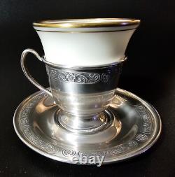12 Sets Lenox Demitasse 2oz Cups and Saucers Whiting Sterling Silver in Case