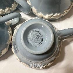 12 Vintage Queen's Ware Demitasse Cup Saucers Wedgwood & Barlaston Blue Lavender