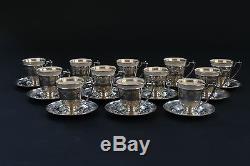 12 Vintage Sterling Silver Demitasse Cups with Saucers, lenox liners