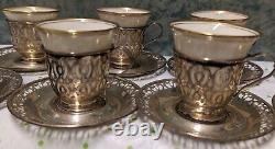12 Webster Pierced Sterling Turkish Coffee Cups Saucers Lenox Cup Liners Demitas