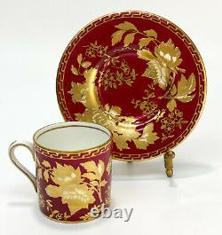 12 Wedgwood England Porcelain Demitasse Cup and Saucers in Tonquin Ruby, c1950