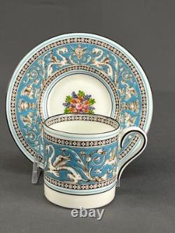 12 Wedgwood Florentine Turquoise Demitasse Cups + Saucers, Griffins Mint Unused