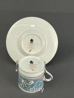 12 Wedgwood Florentine Turquoise Demitasse Cups + Saucers, Griffins Mint Unused