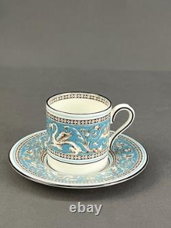 12 Wedgwood Florentine Turquoise Demitasse Cups + Saucers, Griffins Mint Unused