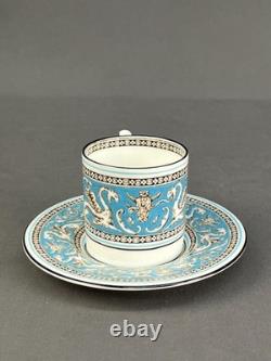 12 Wedgwood Florentine Turquoise Demitasse Cups + Saucers, Griffins Mint Unused