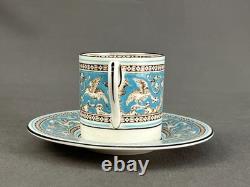 12 Wedgwood Florentine Turquoise Demitasse Cups + Saucers, Griffins Mint Unused