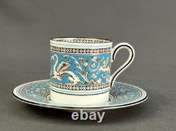 12 Wedgwood Florentine Turquoise Demitasse Cups + Saucers, Griffins Mint Unused