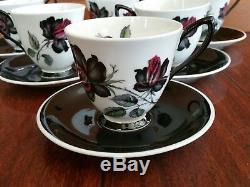 12 pc ROYAL ALBERT BONE CHINA ENGLAND MASQUERADE DEMITASSE COFFEE CUP & SAUCERS