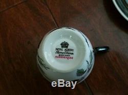 12 pc ROYAL ALBERT BONE CHINA ENGLAND MASQUERADE DEMITASSE COFFEE CUP & SAUCERS