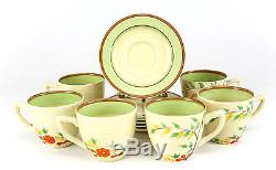 12pc Clarice Cliff Porcelain Demitasse Cups & Saucers Newport Vintage Floral