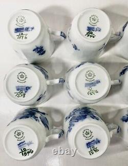 12x Royal Copenhagen Blue Flower 1546 Demitasse Coffee Cups and Saucers Set