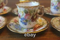 13 pc 6 sets Hammersley Queen Anne Coffee cups teacups tea saucer demitasse