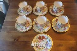 13 pc 6 sets Hammersley Queen Anne Coffee cups teacups tea saucer demitasse