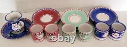 14 Pc Set VIETRI SOLIMENE 6 ESPRESSO DEMITASSE Cups/Saucers & Creamer with Saucer