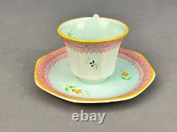 14 Vtg Adams Calyx Ware Lowestoft Mint Green Demitasse Cups + Saucers + Teapot